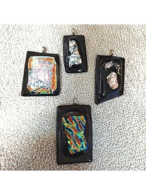 Set of 5 Fused Glass Pendants
